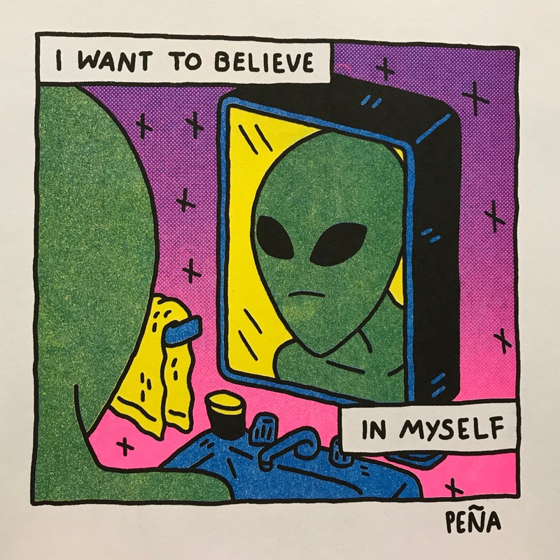 Risograph Print: I Want to Believe in Myself by Andrew Pea