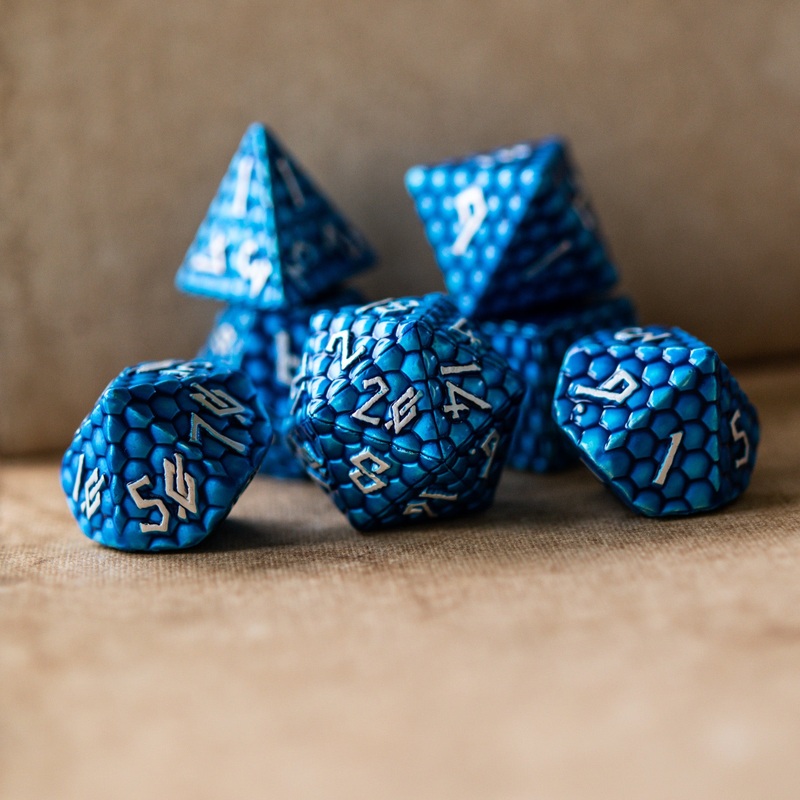 Blue Dragon’s Egg Metal Dice Set