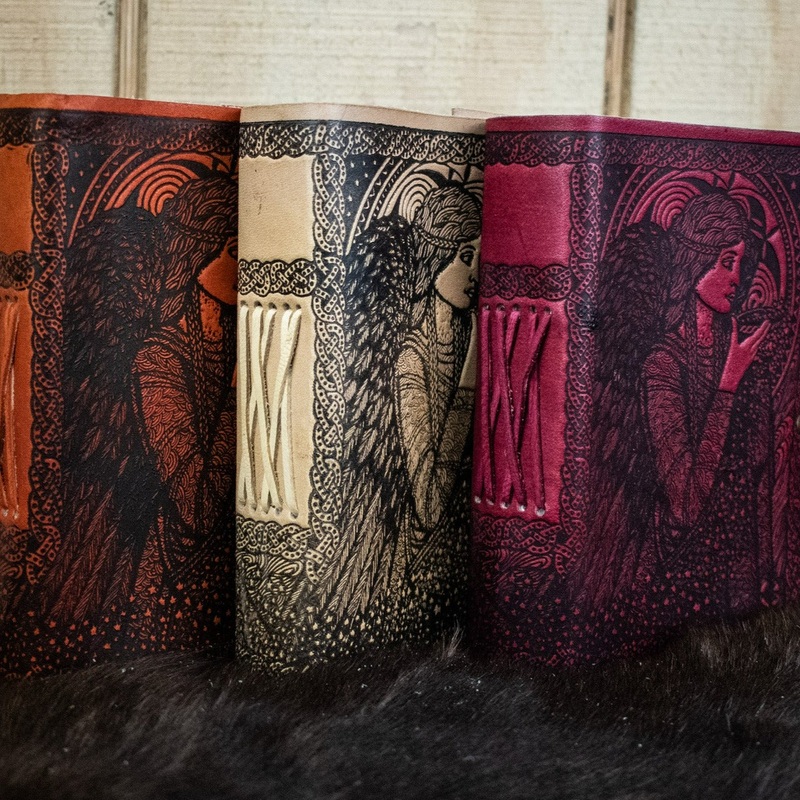 “Celtic Angel” Leather Journal red