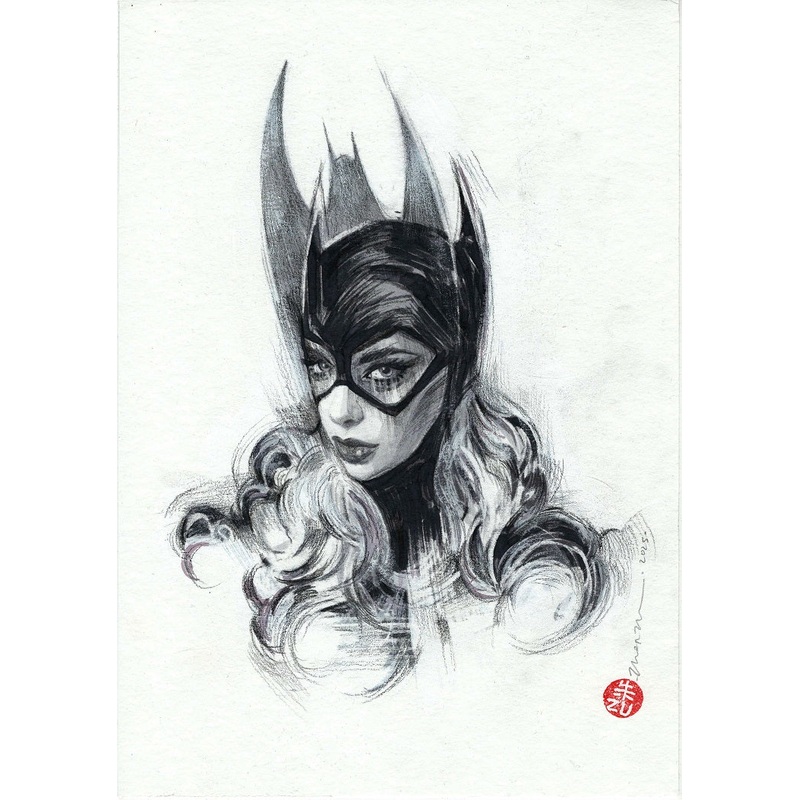 Zu Orzu Original Art Mixed Media Portraits Week 1: Batgirl