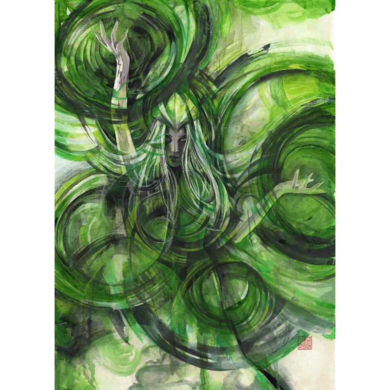 Zu Orzu Original Art Enchantress Mixed Media Illustration