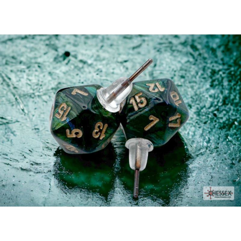 Chessex CHX 54504 Stud Earrings Scarab Jade Mini-Poly d20 Pair (Preorder)