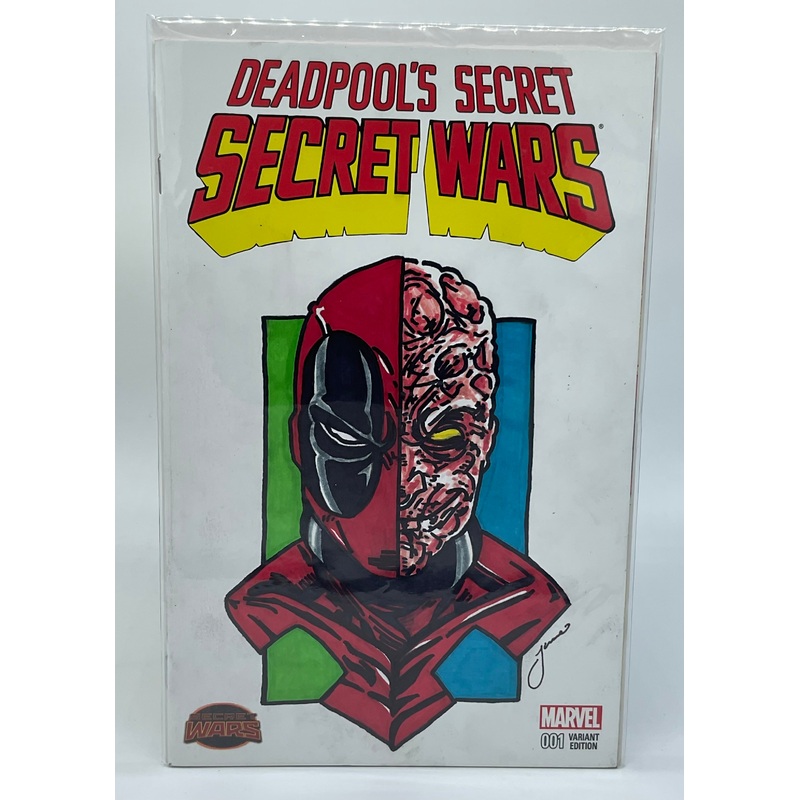 MARVEL COMICS DEADPOOL’S SECRET SECRET WARS ISSUE #1 (BLANK COVER VARIANT) (DEADPOOL CUSTOM ARTWORK BY JAMES FUGATE) (MINI-SERIES) (JULY 2015) NM – VERY MINOR SHELF-WEAR