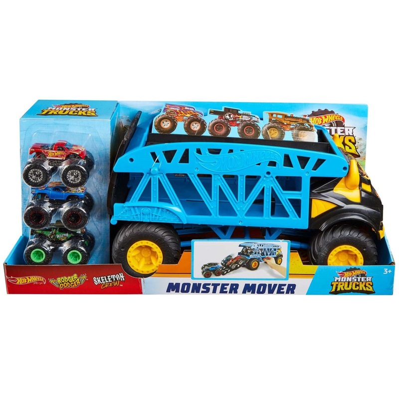 Hot Wheels Monster Trucks with Monster Mover 3-Piece Set