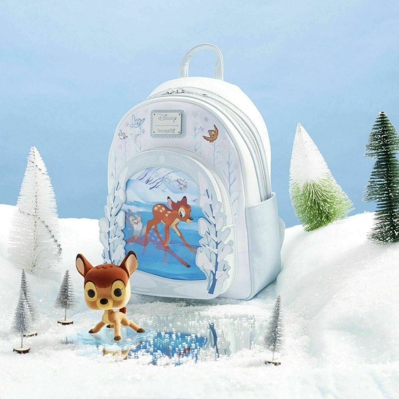 BAMBI ON ICE LENTICULAR #351 (FLOCKED) (LE 3,000) (LOUNGEFLY EXCLUSIVE STICKER) FUNKO POP AND MINI BACKPACK NM – MINOR SHELF-WEAR ON THE BOX / THE BAG IS BRAND NEW AND UNOPENED