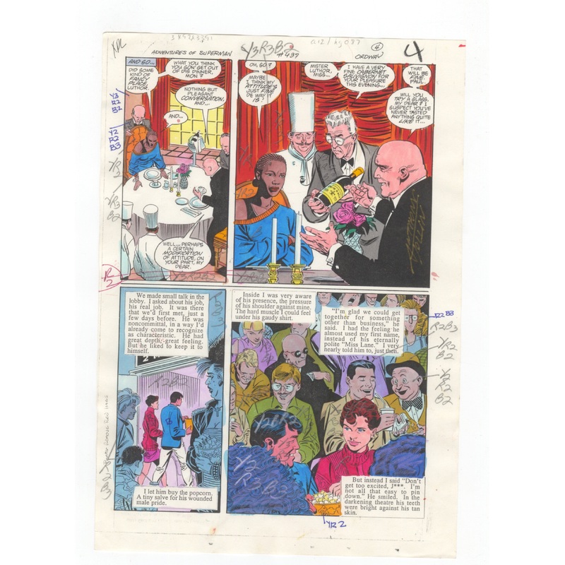 Adventures of Superman #437 pg 4 COLOR GUIDE Original Comic Production Art
