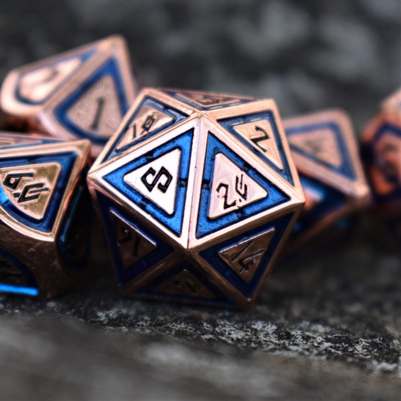 Cleric’s Domain Aqua And Bronze Metal Dice Set