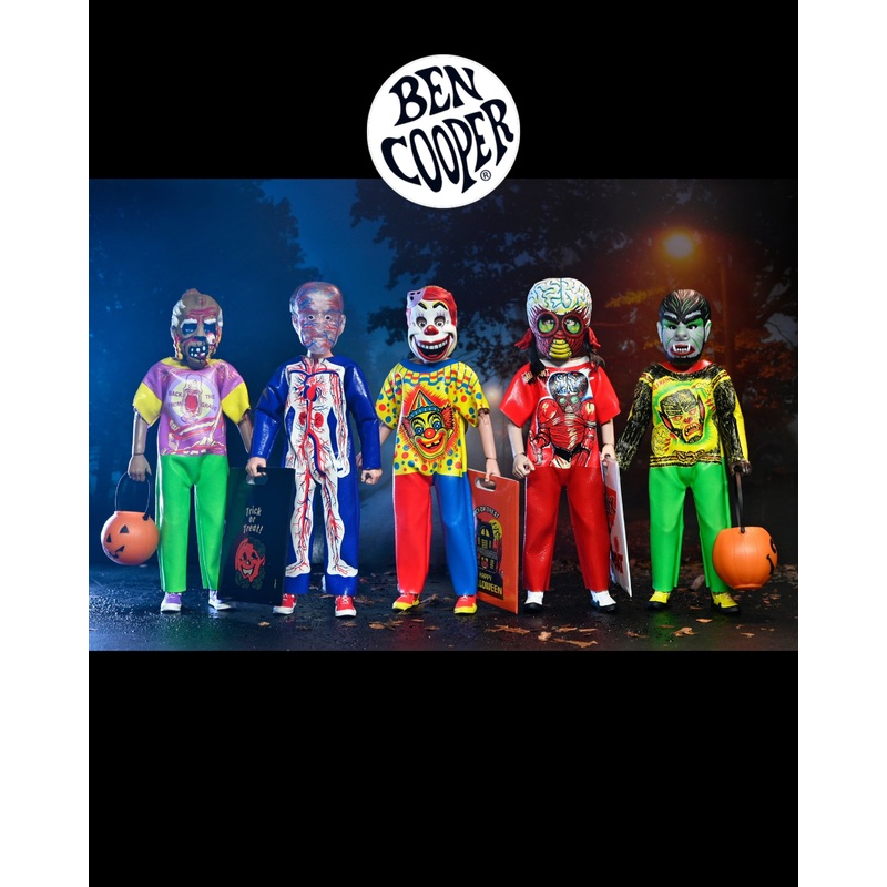 Ben Cooper Costume Kids Collection – Series 6 Costumed Action Figure Bundle (Clown, Metaluna Mutant, Spooky Monster, Visible Man, Wolfman)