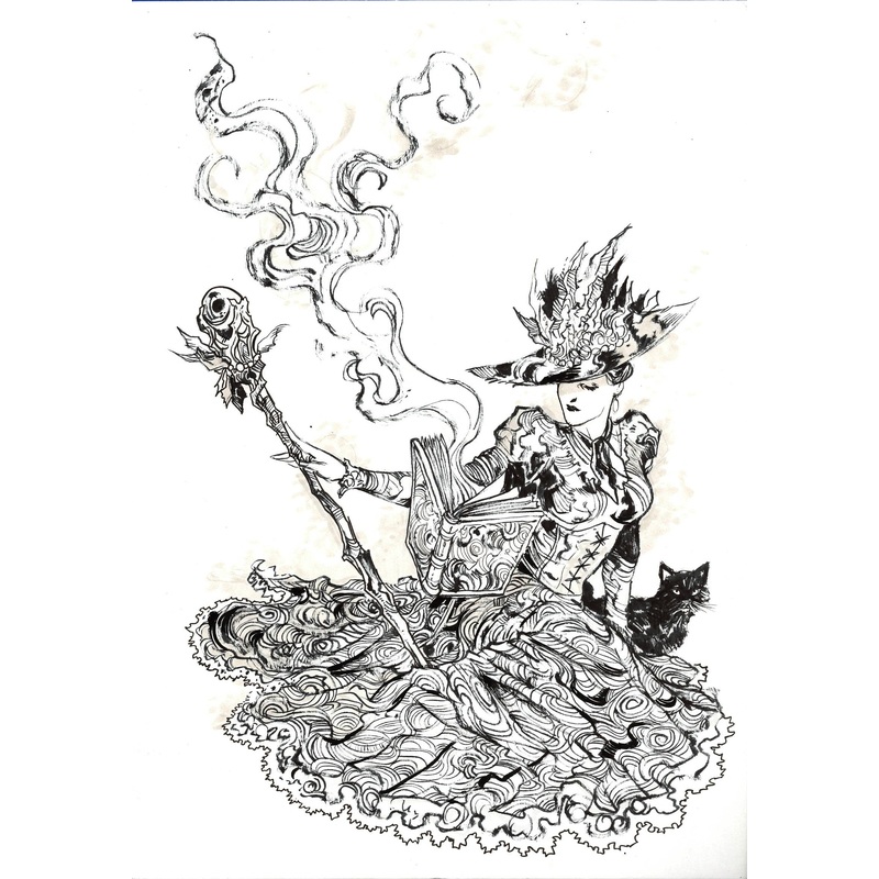 Vincenzo Riccardi Original Art Witch Illustration