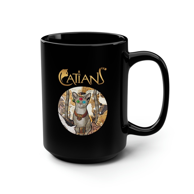 Catians The Great Cat (Bast) Black Mug, 15oz 15oz