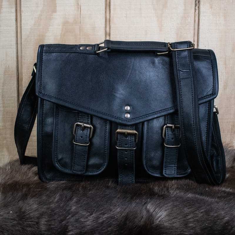 “The Traveler” Leather Satchel (Black)