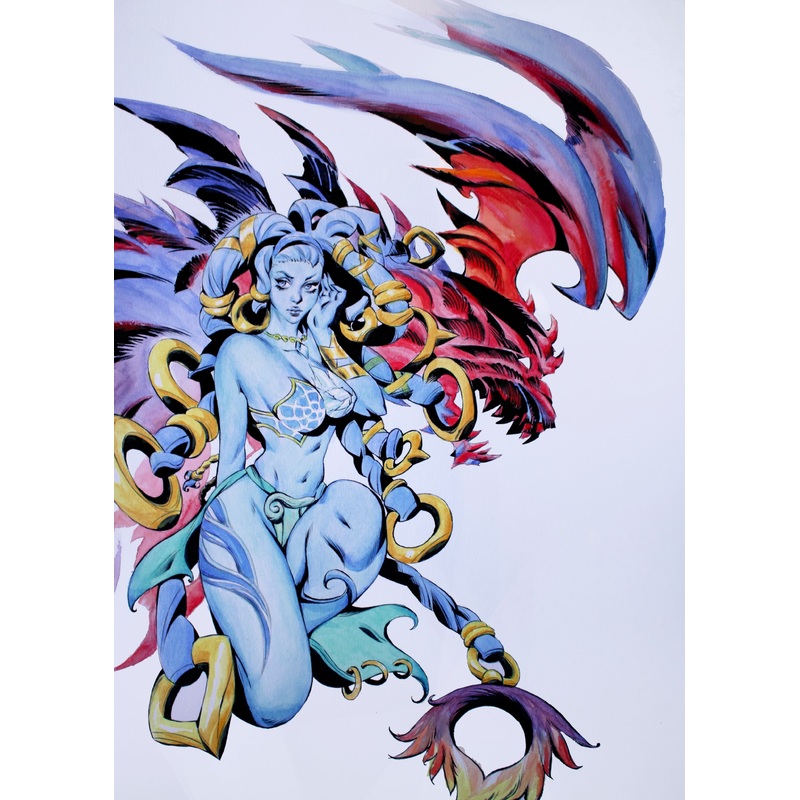 Yona Saura Original Art Shiva (Final Fantasy) Illustration