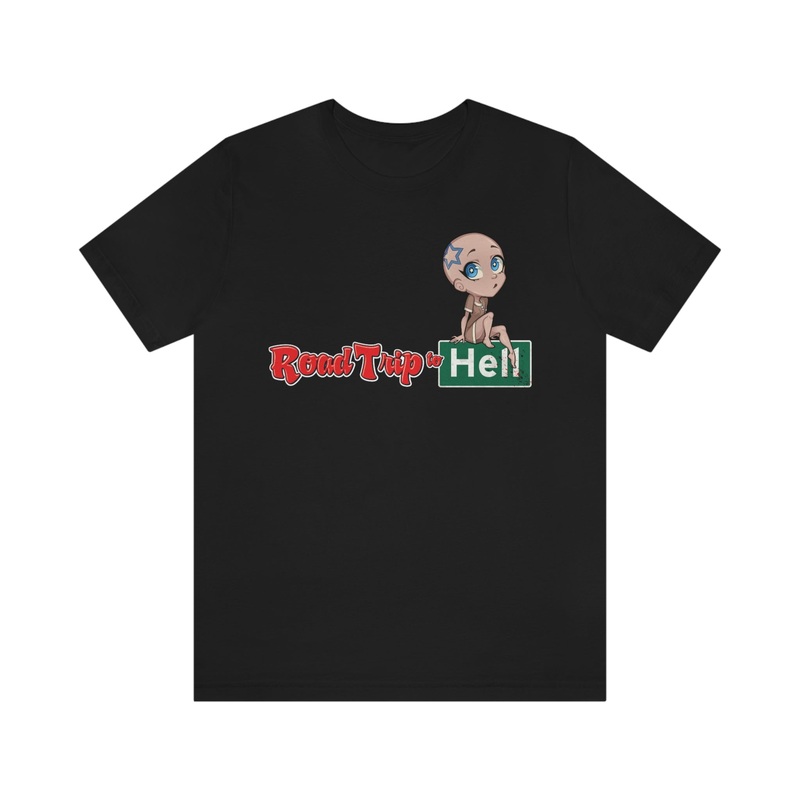 Road Trip To Hell – Angel Logo Design – Unisex Jersey Short Sleeve Tee Black S