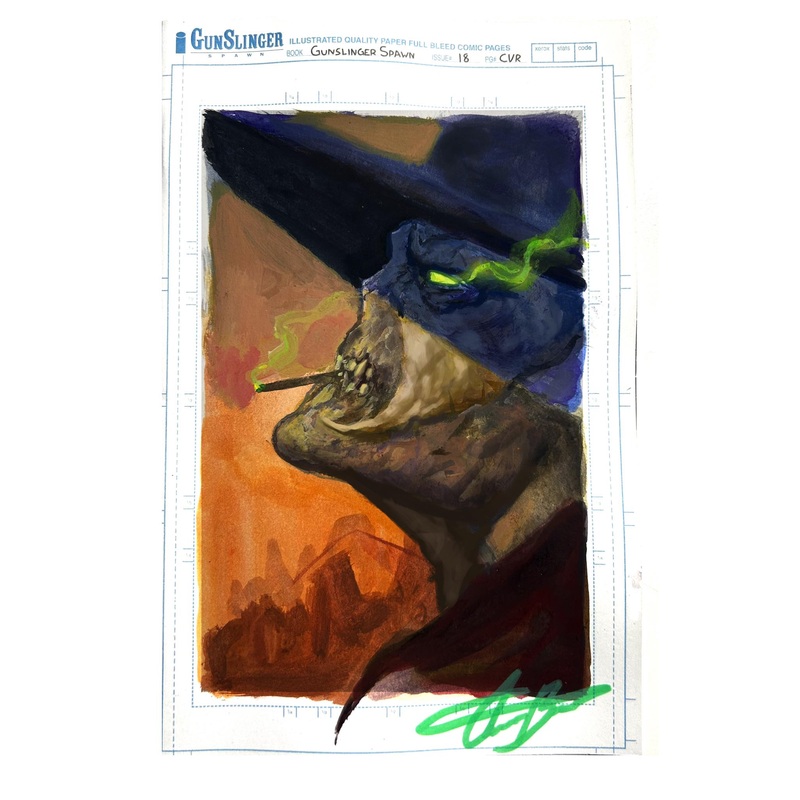 Aaron Bartling Original Art Gunslinger Spawn Blank Cover Illustration