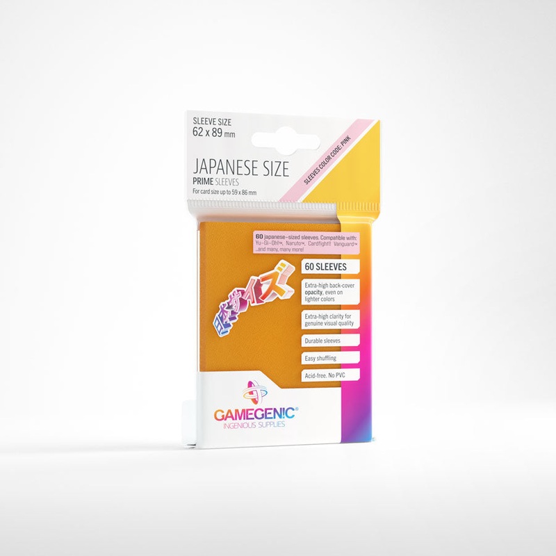 Gamegenic – Japanese Sized Prime Sleeves 60-Pieces 62 mm x 89 mm – Orange