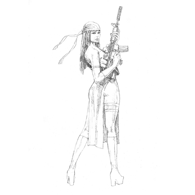 Andrea Cucchi Marvel Females KCA Team Collection Original Art Elektra A4