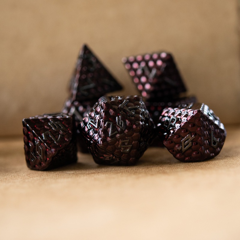 Blood Red Dragon’s Egg Metal Dice Set