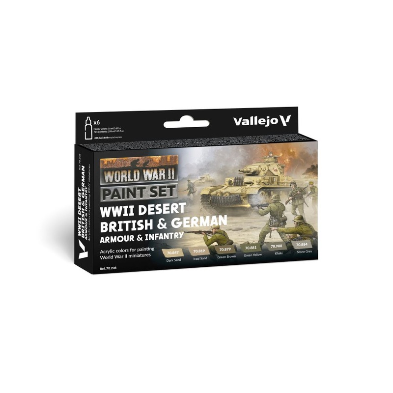 Vallejo Model Colour Desert British & German Armour and Infantry WWII Colour Set 6 x 18ml