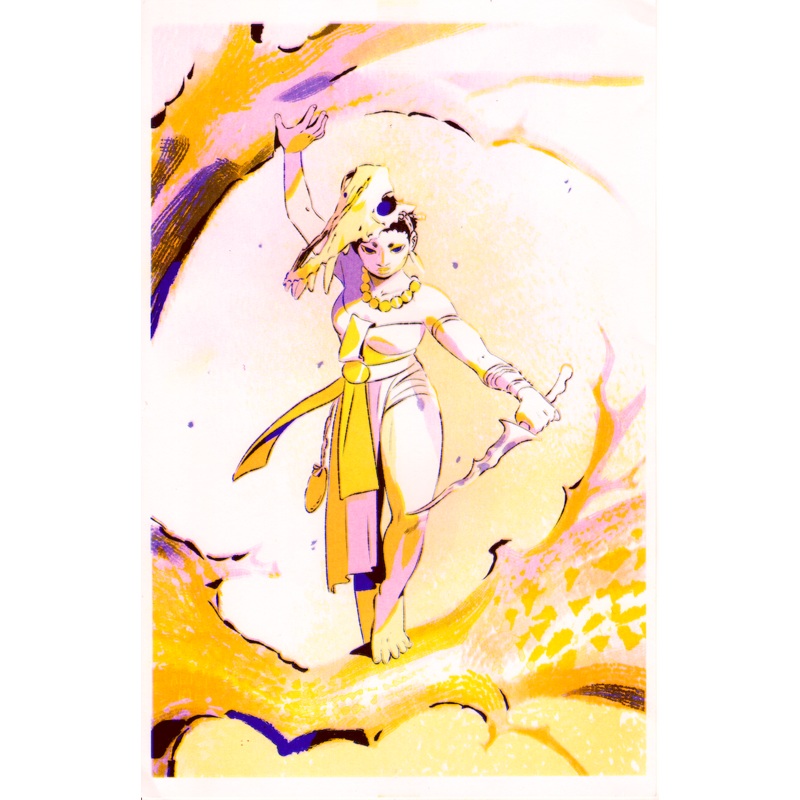 Risograph Print: Wolf Hunter – Cry Wolf Girl (11″x17″) by Ariel Slamet Ries