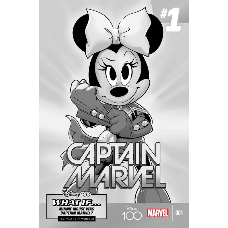 THE AMAZING SPIDER-MAN #29 PERISSINOTTO DISNEY100 CAPTAIN MARVEL 1:100 B&W VARIANT
