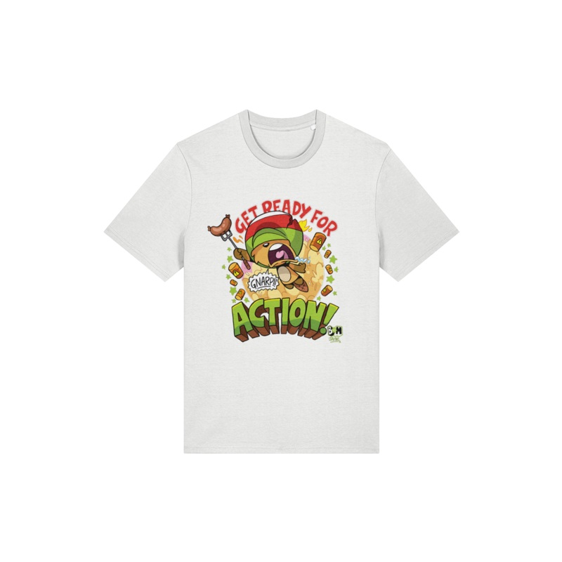 Bunny vs Monkey Action Beaver adult t-shirt White SMALL