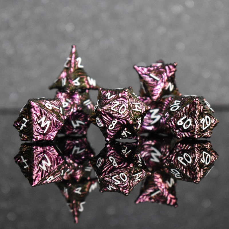 Vortex Warp Metal Dice Set – Pearlescent Magenta