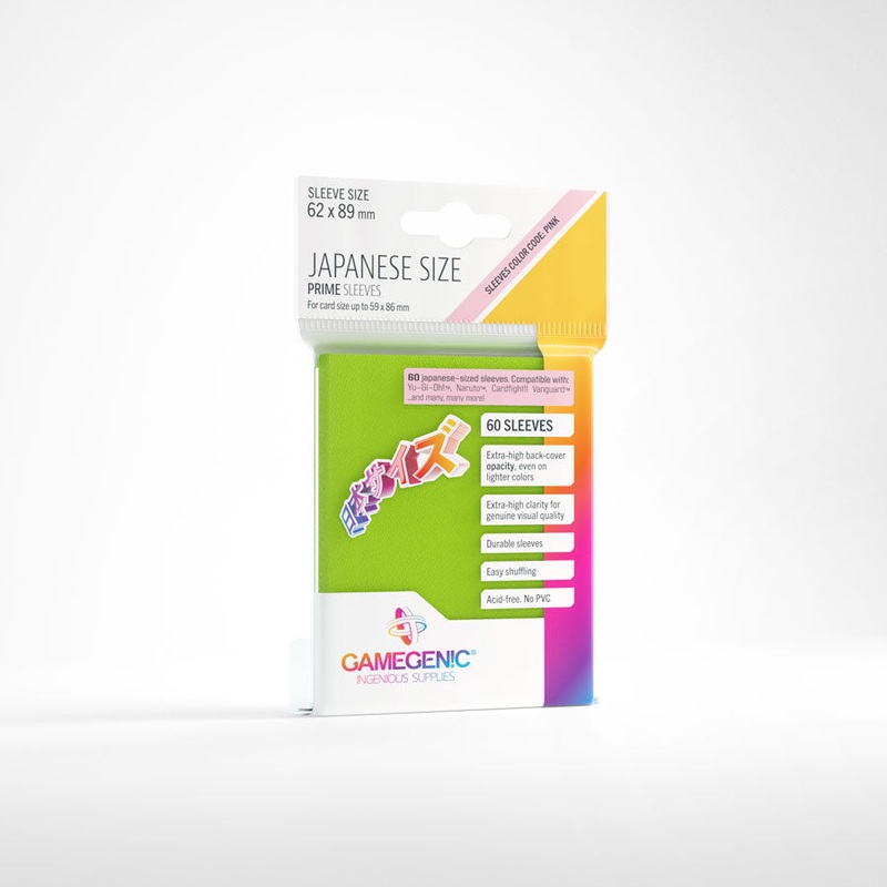 Gamegenic – Japanese Sized Prime Sleeves 60-Pieces 62 mm x 89 mm – Lime