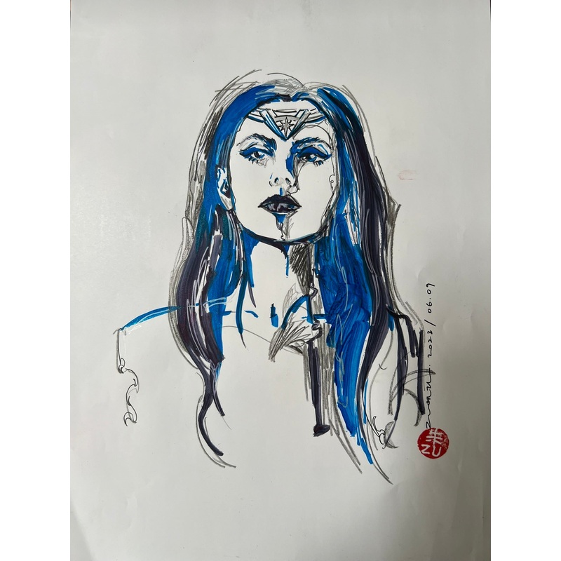 Zu Orzu Original Art Wonder Woman A4 Illustration