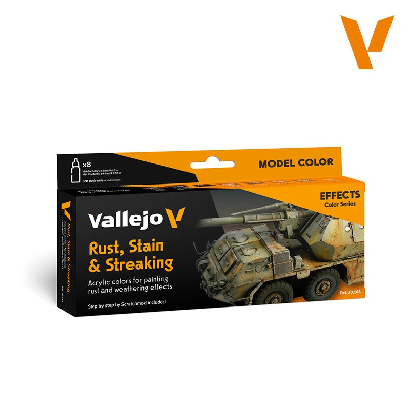 Vallejo Model Colour Rust, Stain & Streaking Acrylic Paint 8-Piece Set
